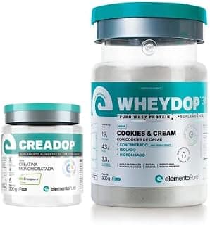 Kit Whey Protein 3W WHEYDOP Sabor Cookies & Cream 900g + Creatina CREADOP Creapure® 300g - elementoPuro