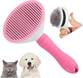 Escova Rasteadeira para Pets, 20cm x 10cm, Cerdas Arredondadas, Sistema de Autolimpeza, para Cães e Gatos (Azul)