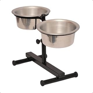 Comedouro Duplo Elevado Alto Pote Ajustável Regulável Pequeno Preto Para Cachorro - Petliz