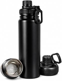 Garrafa Térmica Inox 304 800ml Preta, Mantém Gelado 24h e Quente 12h, Tampa Antivazamento, Livre de BPA, para Academia e Trabalho (COR BONITA E DISCRETA)