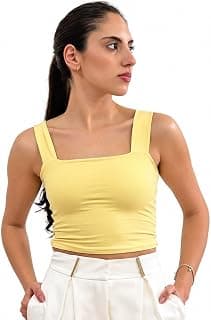 Blusinha Cropped Regata Feminino Alças Largas Decote Quadrado
