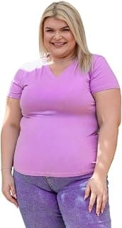 Blusa Feminina Plus Size Decote V em Viscolycra Manga Curta Básica Confortável Casual para Trabalho e Dia a Dia