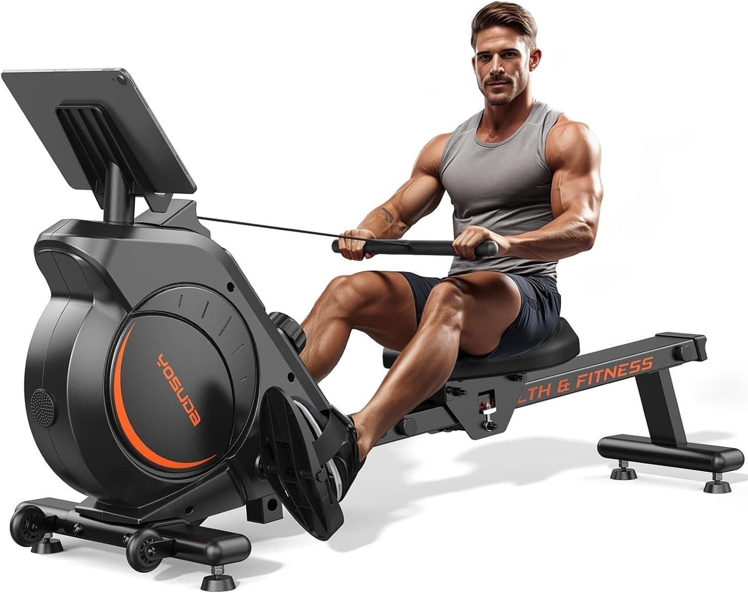Máquina de Remo Magnética Dobrável Silenciosa para Casa, Remador Ergométrico 16 Níveis, Suporta até 160kg, Compacta