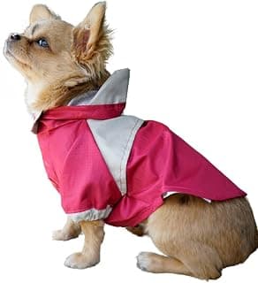 Capa de Chuva Pet para Cachorro - 100% Impermeável | Fechamento com Zíper | Versão com Mangas Longas | Jaqueta Sorvete com Capuz Rosa | Tamanho P