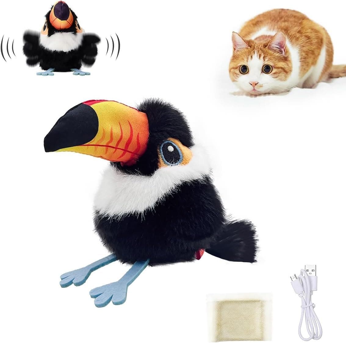 Brinquedo para gatos com pássaro que bate as asas (não voa), brinquedo realista para gatinhos com canto de cuco, brinquedo interativo recarregável com catnip para exercícios (estilo 2)