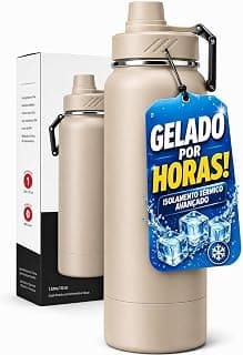 Garrafa Térmica Aço Inox 600ml BARATINHA + Protetor de Base de Silicone, Duplamente Isolada, Aço Inox 304, Mantém Bebidas Geladas por 18 Horas e Quentes por 8 Horas (bege) (bege)